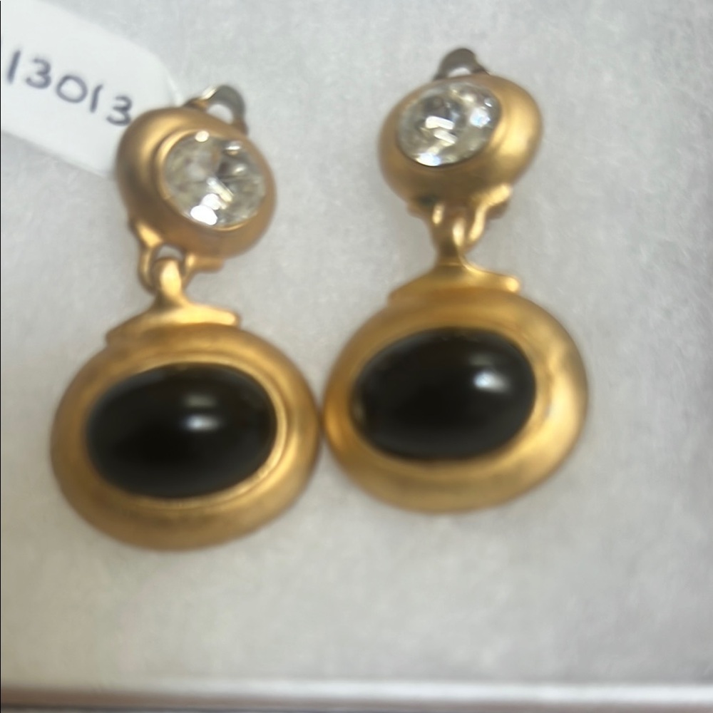 Gold and Black Dangle Earrings